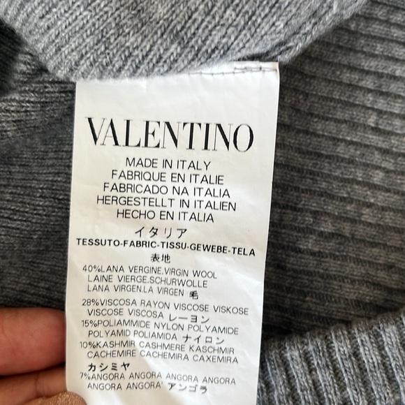 RED Valentino Wool-Cashmere Blend Gray Ruffle Sweater Tunic - Picture 3 of 9